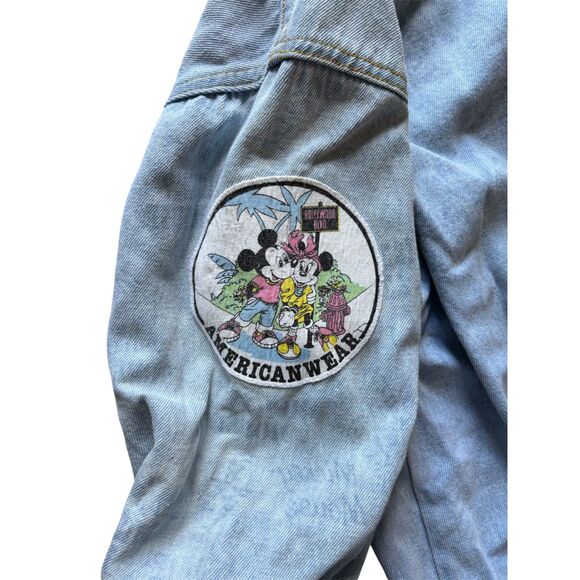 Rare Vintage 80s Mickey Jeans Walt Disney World Denim Jacket with Patches, L-XL - Picture 8 of 8